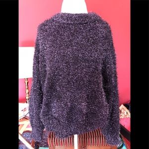 Black and Silver Metallic Oversized Sweater